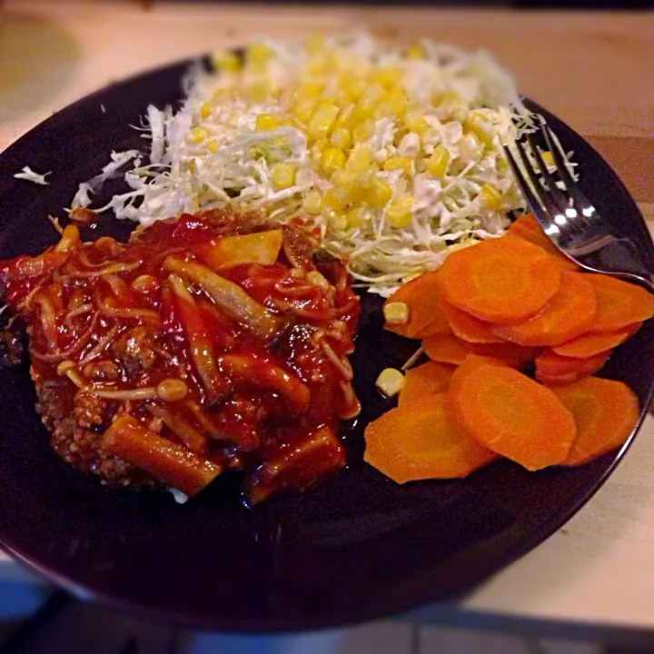 Japanese Hamburger with mushroom demiglaze|Jacob Kaneさん