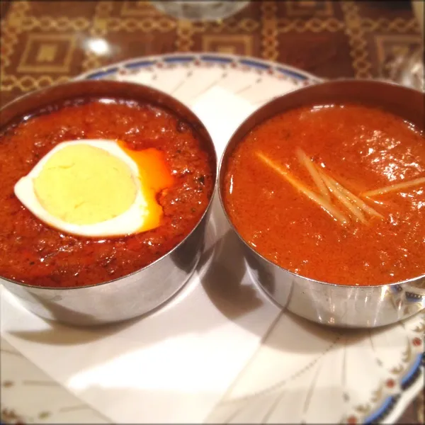 夜:インドカレーディナーセット
キーマカレーとマトンカレー！
ナンも食べ放題で食べ過ぎ注意ψ(｀∇´)ψ|ぺろたんさん