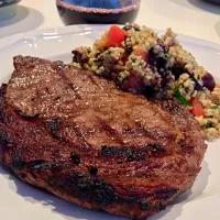 Rib eye and cous cous.