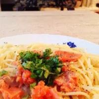 Snapdishの料理写真:smoked salmon and shiso pasta|eliseさん