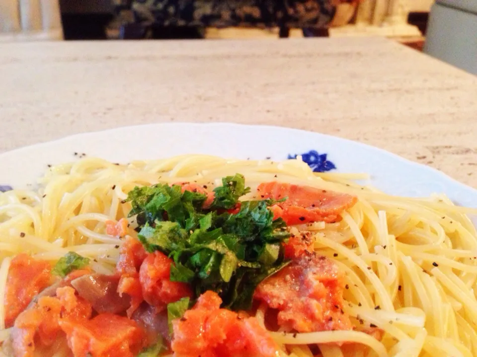 smoked salmon and shiso pasta|eliseさん