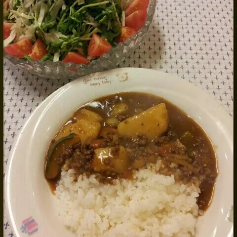 色々野菜カレー
豆苗サラダ
小松菜と油揚げの煮浸し
カレーは半端に残ってた野菜たちを救済しましたv(・∀・*)|sakanechiさん