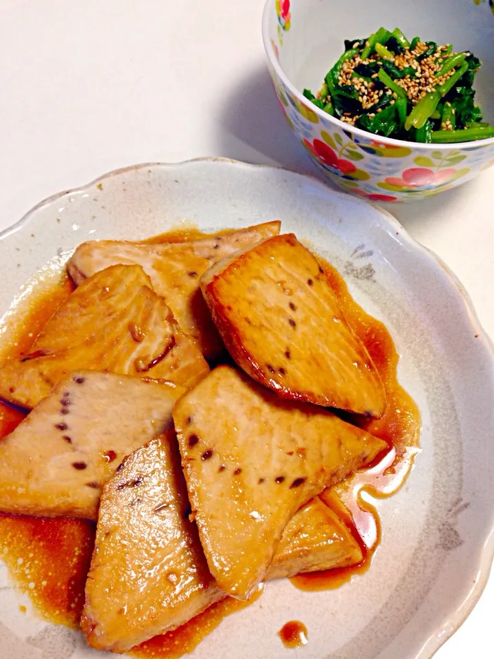 カジキの照り焼き＆ほうれん草のおひたし|おかーＰさん