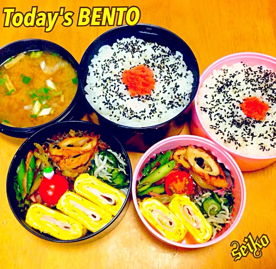 Snapdishの料理写真:旦那さんと次女のお弁当☆ 2014.3.14|*seiko*さん