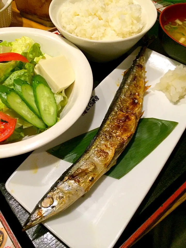 ランチは、秋刀魚の塩焼きと、野菜サラダ。|Takashi H.さん