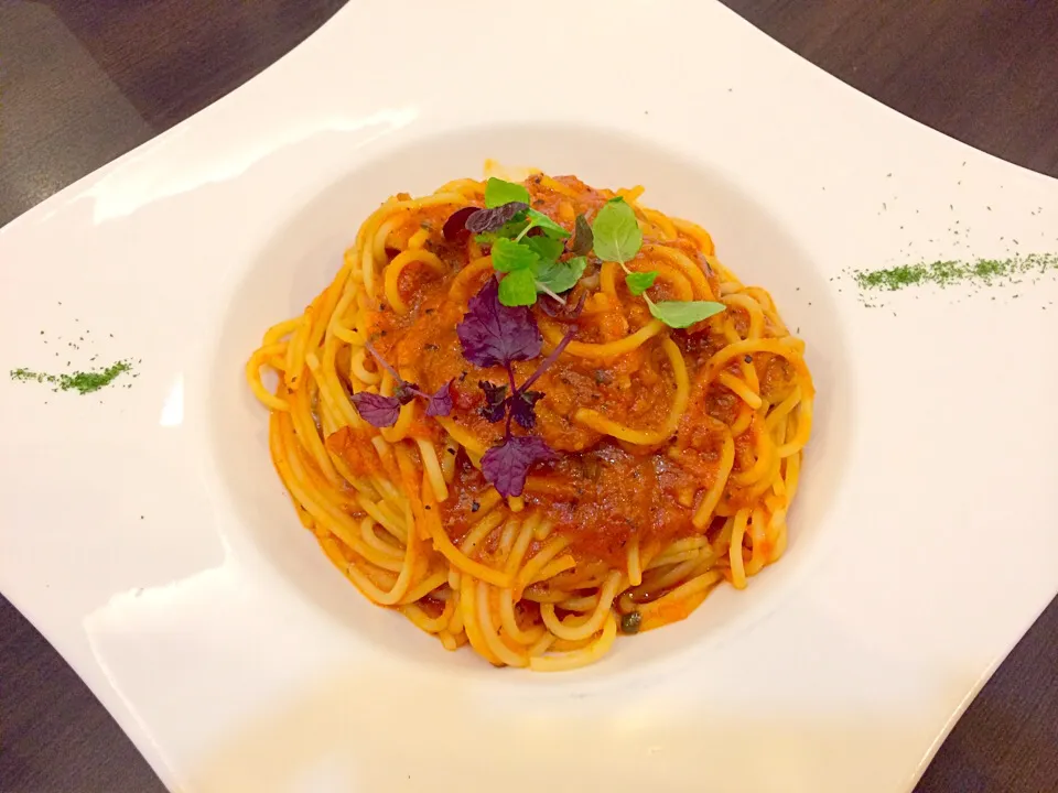 Red hot pepper chicken spaghetti|Ellaさん