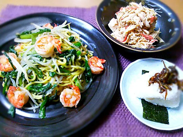 「塩麹海老焼きそば」メインの夕食|真希さん