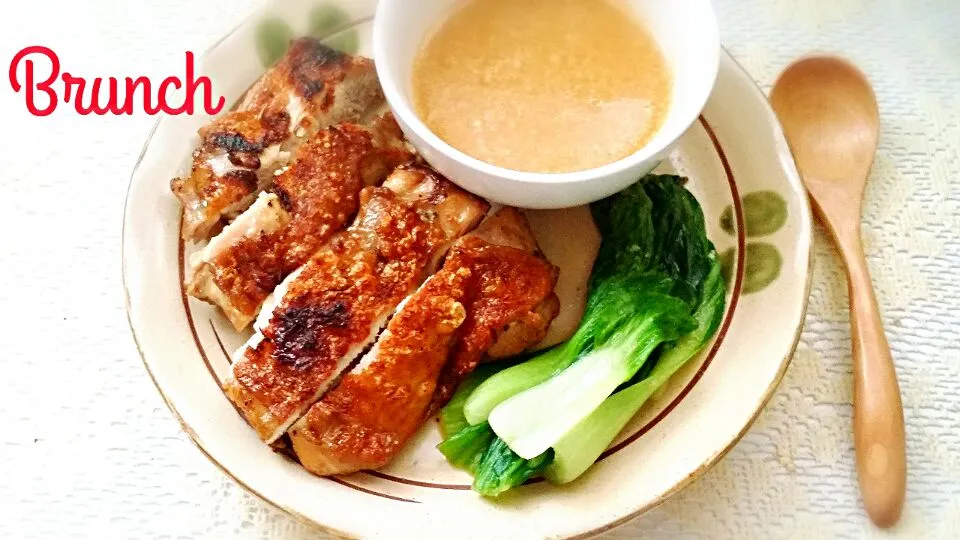 grilled chicken with egg soup for Brunch|C_Lynneさん