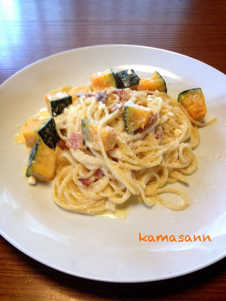 Snapdishの料理写真:かぼちゃカルボナーラ🍝|かまさん