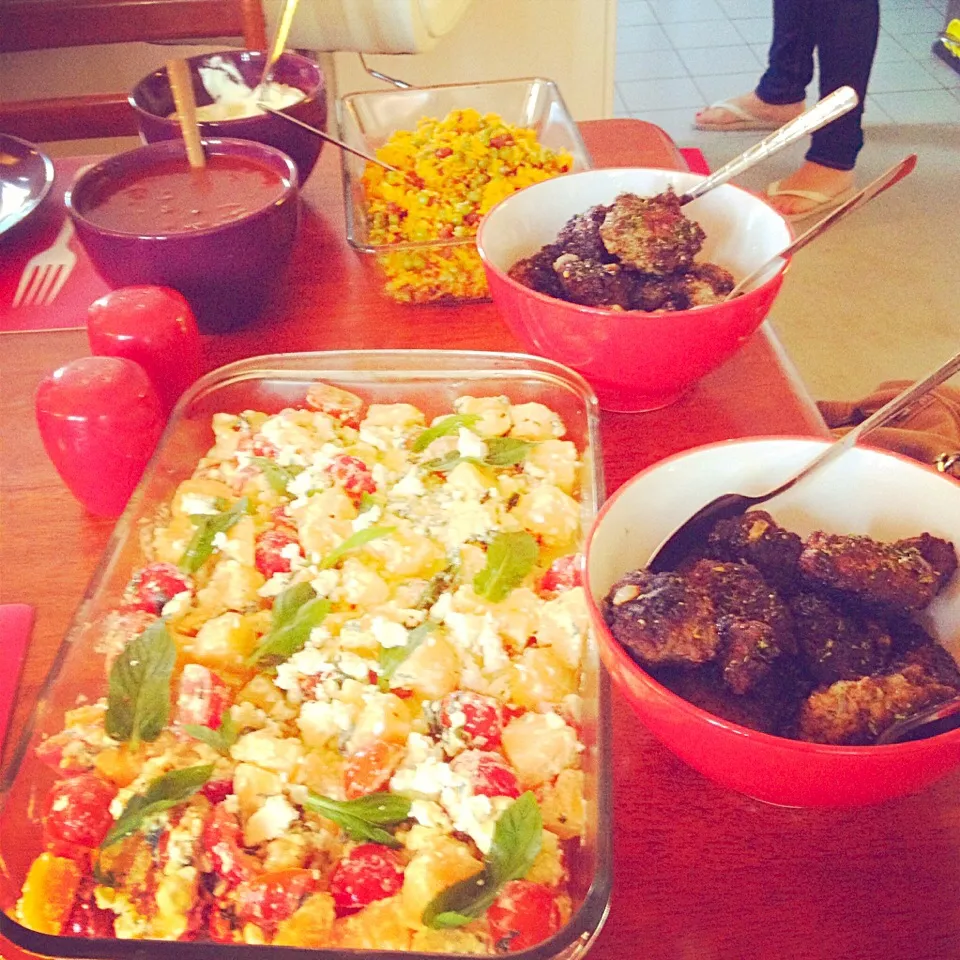 Turkish Kofta Meatballs with Feta Cheese, Melon and Mint salad.|Rachelle Elise Etienne Breidenbachさん