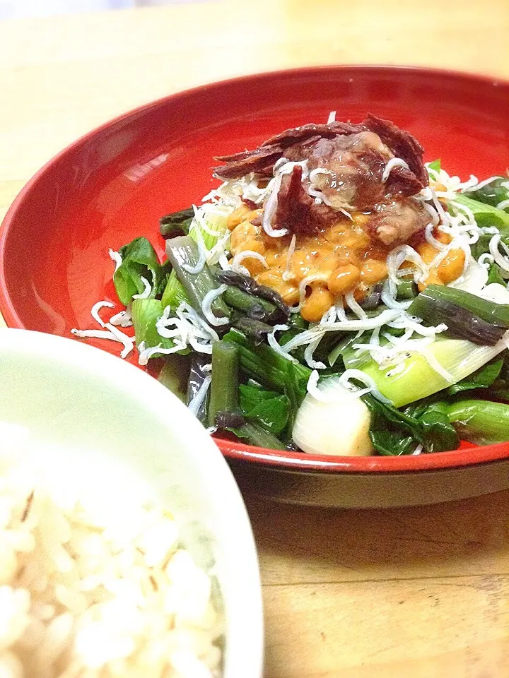 春野菜とツナ納豆と🍚|かずきっちんさん