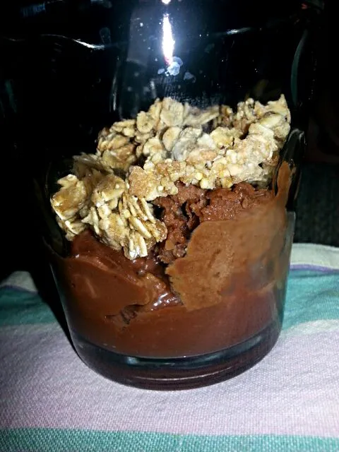 Snapdishの料理写真:choc pudding with homemade spiked choc ice cream topped with maple granola.|Polly Gelfusoさん