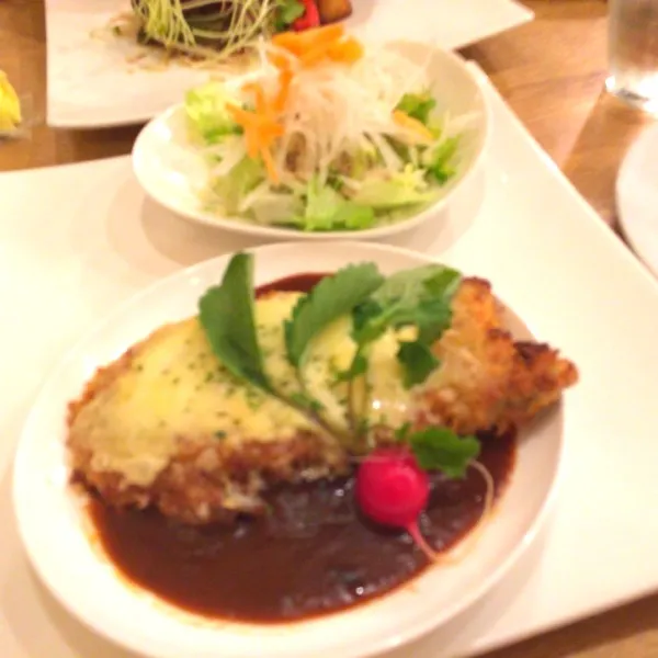 Snapdishの料理写真:デミグラスソースのチーズひれメンチカツ＼(^o^)／
お店の雰囲気とってもよかったです|なつこさん