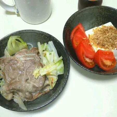 今日の晩ご飯☆１日暑かった～冷や奴が美味しい!!(*´∀｀)
蒸し料理で簡単ご飯♪|はるかさん