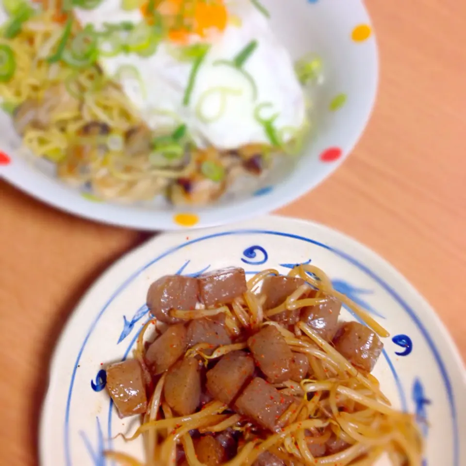 もやしとこんにゃくのバター醤油炒め|とラさん