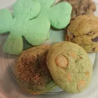 Snapdishの料理写真:Shamrock Sugar cookies, Andes Mints cookies and Blarney Stone Cookies.  Special cookies for Special friends!|Lorah Marie Hodgesさん