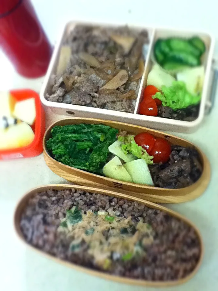 Snapdishの料理写真:Today's lunch box. gyu-don! たまには肉ガッツリの茶色弁当でJKを圧倒させてみるw|hoppycowさん