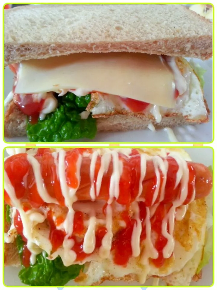 Snapdishの料理写真:home made sandwich w/egg cheese & sausage(*^^*)|Miki Jorierose Obispoさん