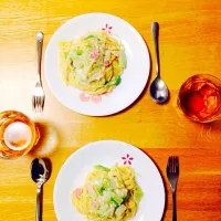 白菜とベーコンのクリームパスタ|りーささん