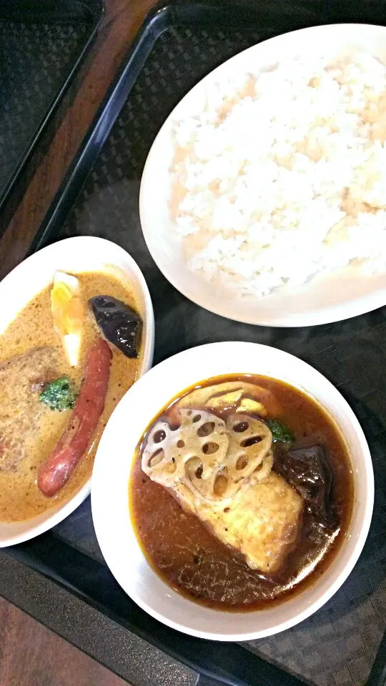 カヨカリ:スープカレー＆タイカレーのハーフ＆ハーフ|つーさん