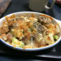 Snapdishの料理写真:しいたけとブロッコリーとウィンナーのチーズ焼き|にんじんさん