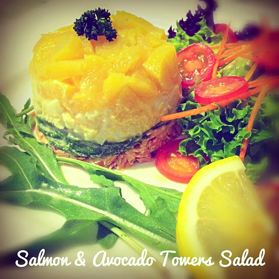 Salmon+Avocado+Egg+Peach Towers Salad|Seenyee芯亦さん