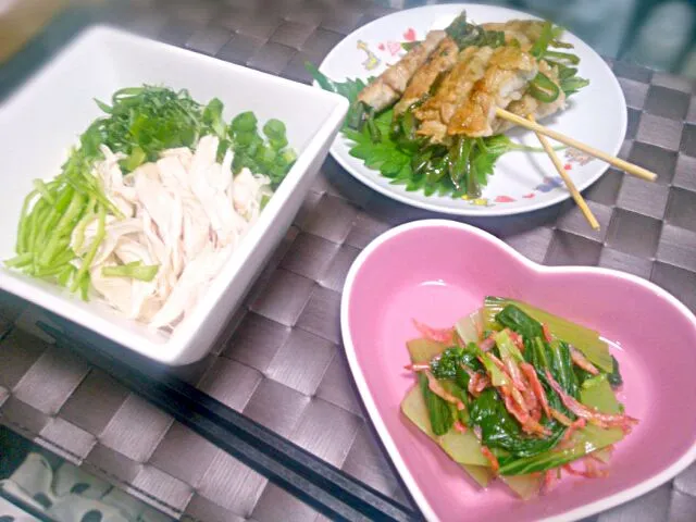 ★ささみ*獅子唐*しそのぶっかけ素麺
★青梗菜と桜エビのゴマ油和え
★ピーマンの豚肉巻き|Chimさん