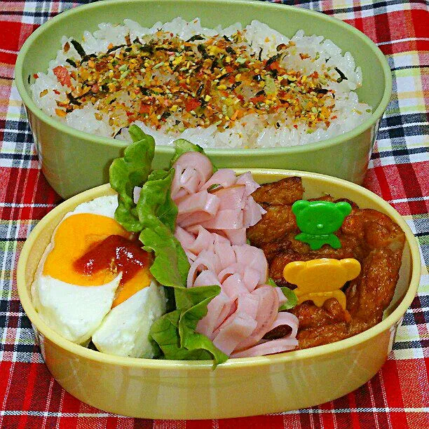 Snapdishの料理写真:3/19(水)の旦那弁当
♪野菜天
♪目玉焼き
♪花ハム|ふみぃさん