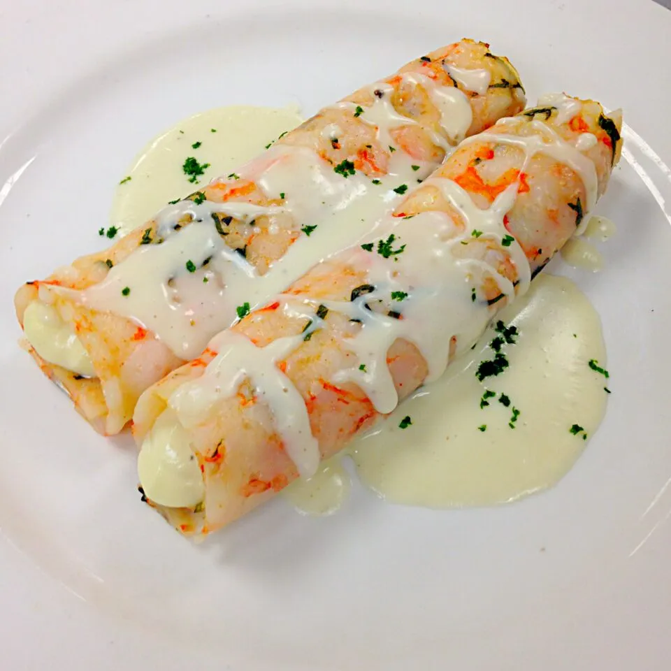 Shrimp "Manicotti" Wrapper w/ Goat Cheese Filling|Travis Dufreneさん