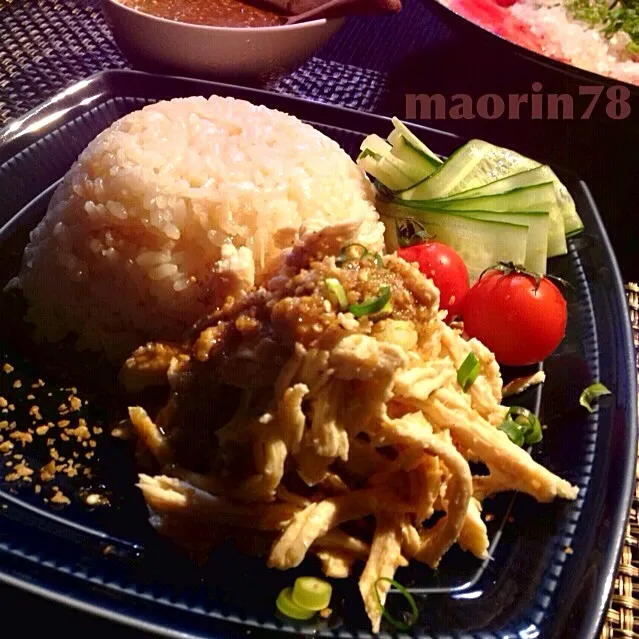鶏飯風 鶏ムネ肉の炊き込みご飯  ゴマダレ風味  ( •ॢ◡-ॢ)-♡|CHINAMIさん