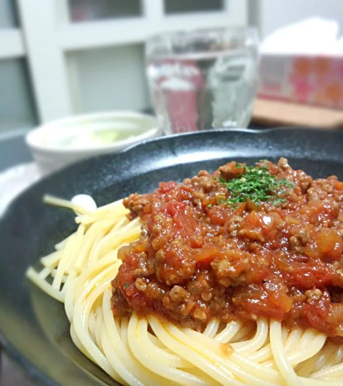 Snapdishの料理写真:ミートソーススパゲティー|Risa Yamaguchiさん