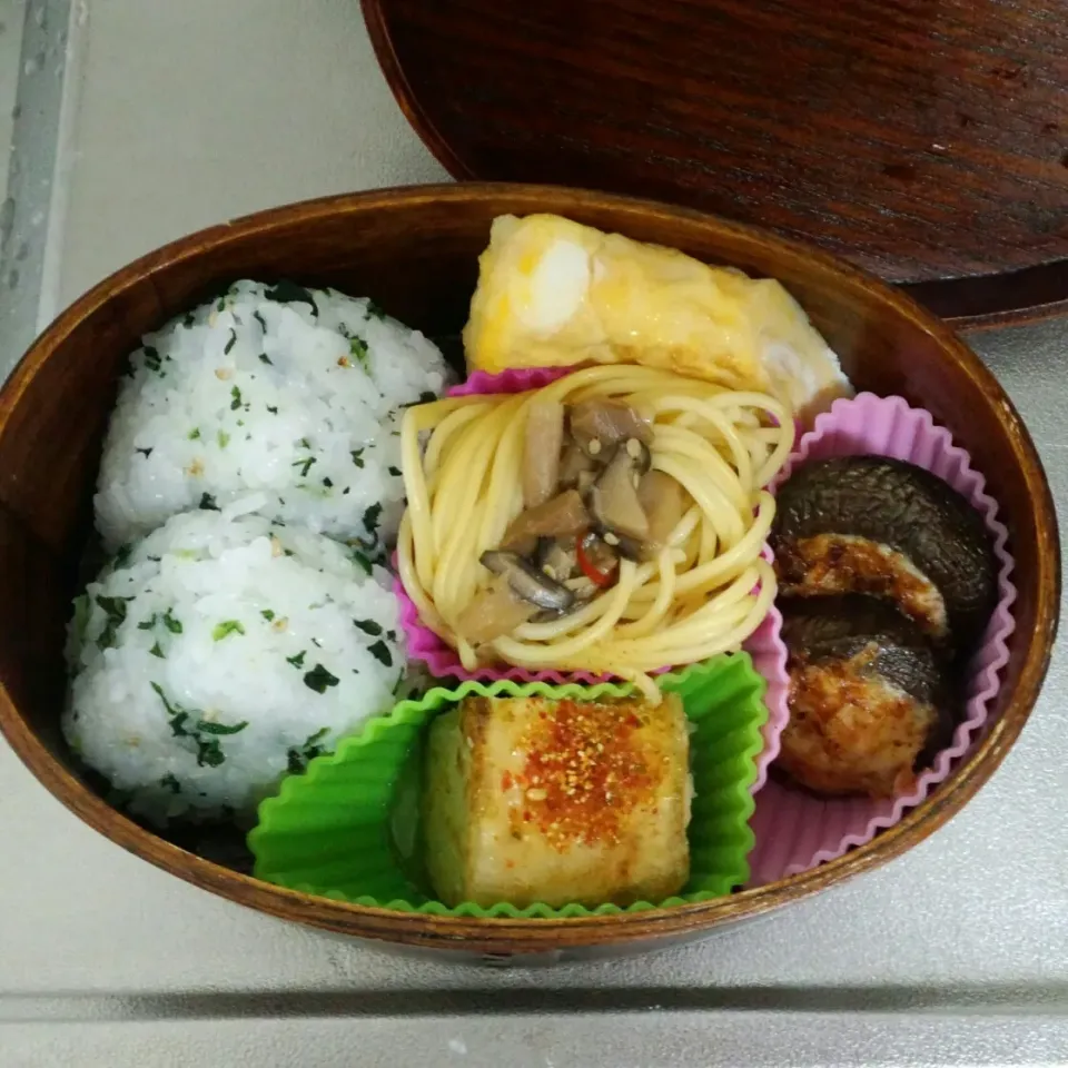 揚げ出し豆腐、しいたけの明太子マヨ詰め、和風パスタ、卵焼きヾ(o´∀｀o)ﾉ|まこっちさん