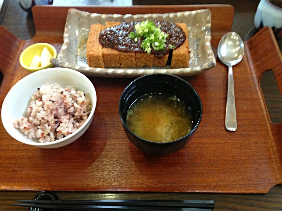 揚げ豆腐、雑穀米、味噌汁|ゆうさん