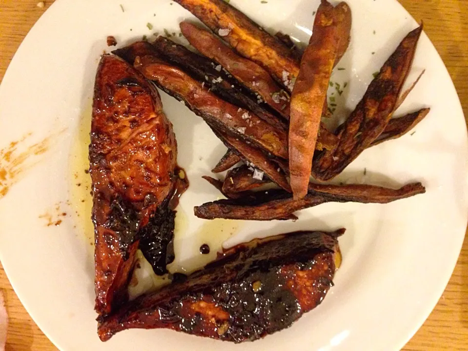 Teriyaki salmon & home yam fries|fraseremburyさん