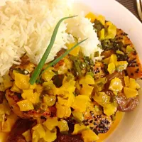 Snapdishの料理写真:Apricot and black sesame chicken|angelica limさん