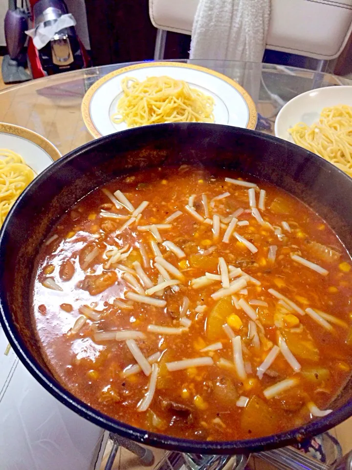 Tomato spaghetti /left over from afritada ..|michellee leybleさん