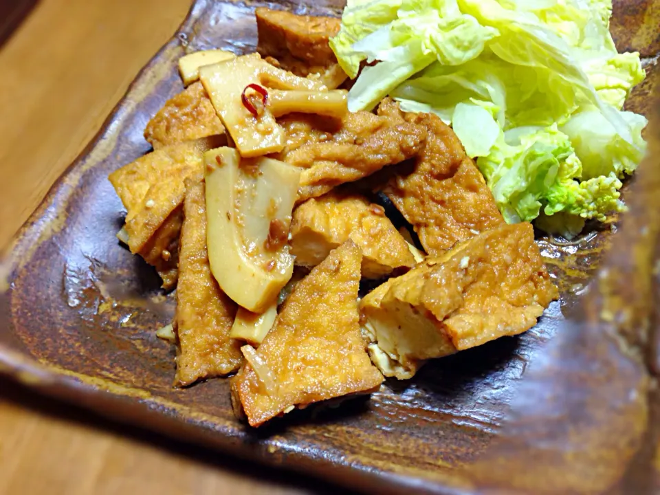 厚揚げとタケノコの味噌炒め|ぶひっさん