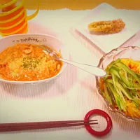 糸こんにゃく冷やし中華&おから入り野菜スープ&磯辺あげ|近藤万里愛さん