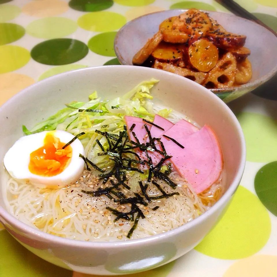 柚子胡椒でさっぱりにゅう麺。|うさ爺さん