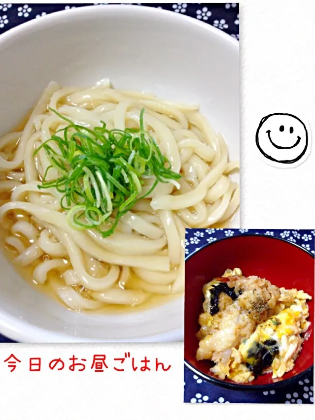 Snapdishの料理写真:あんかけうどんとミニミニ天とじ丼|あくびさん