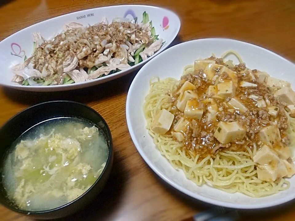 麻婆焼きそば、棒々鶏、玉子スープ|五十嵐公一さん