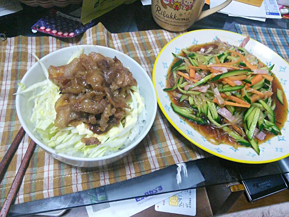 春雨サラダと豚丼|いもこさん