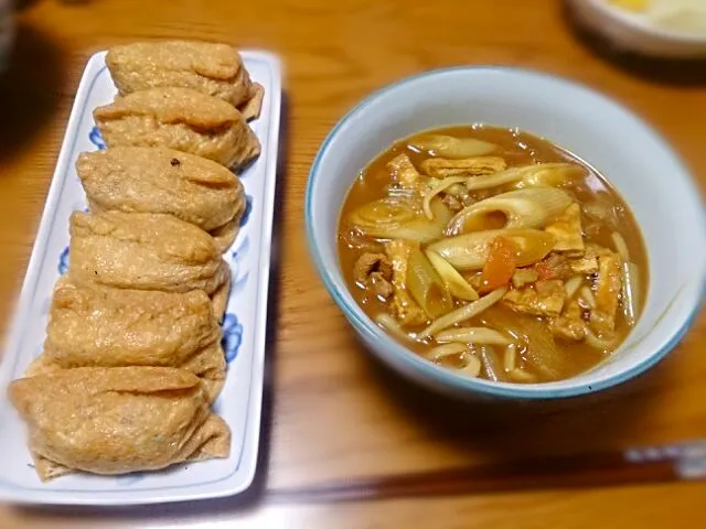 カレーうどん、カリカリ梅納豆いなり寿司|五十嵐公一さん