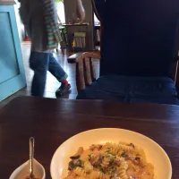 Snapdishの料理写真:Cafe Marbleの厚切りベーコンのパスタ|正人さん