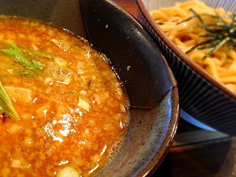 Snapdishの料理写真:麺屋やま昇「辛カレーつけ麺」|TETSU♪😋さん