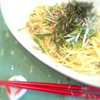 Snapdishの料理写真:水菜とツナのパスタ梅風味|あさみさんさん