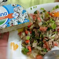 tuna salad with feta herbs & spices cheese|mira rahmawatiさん