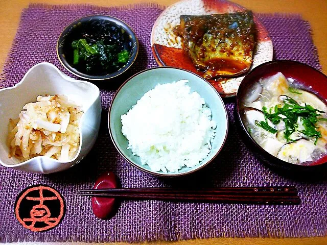 「鯖の赤味噌煮」メインの夕食|真希さん