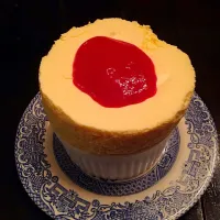 Chilled orange champagne soufflé with raspberry sauce|jakeさん