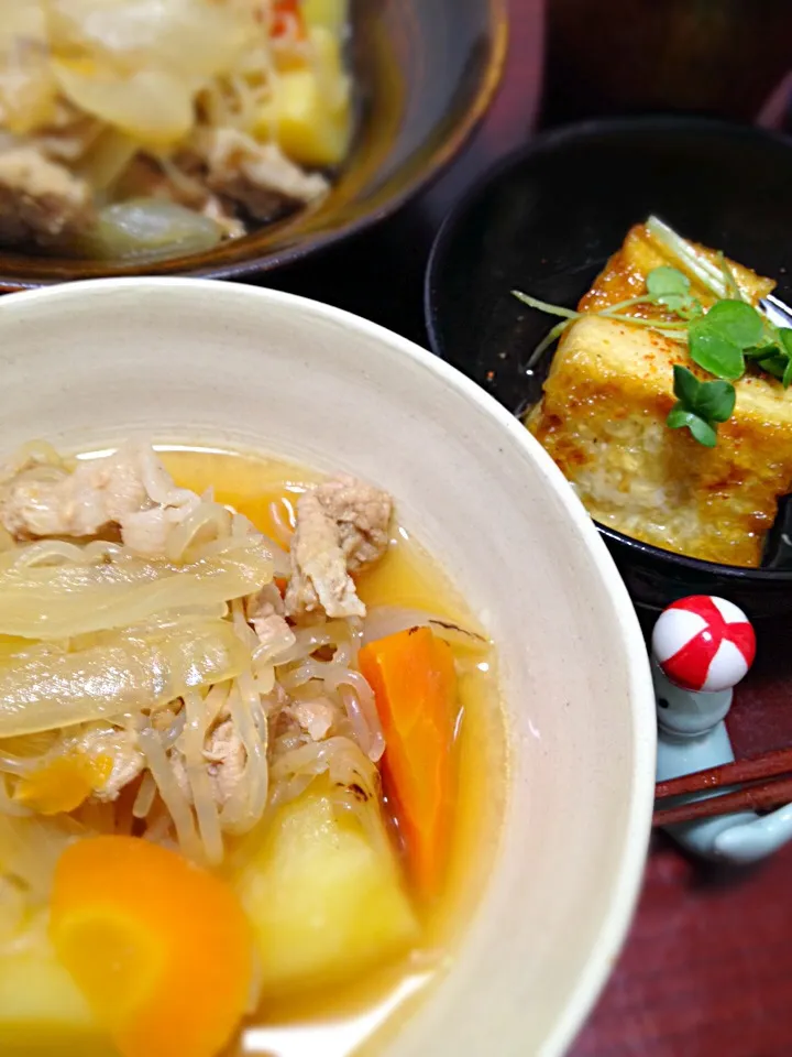 肉じゃがと揚げ出し豆腐|きょんさん